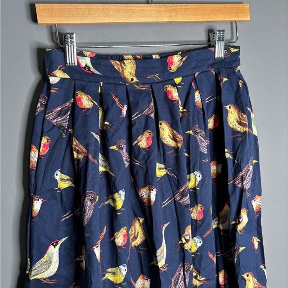 Grace Karin Navy Blue Bird Print A Line Cotton Skirt Size Small - Picture 2 of 8